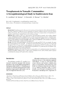 Toxoplasmosis in Nomadic Communities: a Seroepidemiological Study in Southwestern Iran N