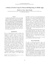 A Study on Twitter Usage for Fitness Self-Reporting Via Mobile Apps