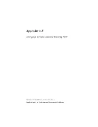 Appendix 3-E Aboriginal Comments Tracking Table