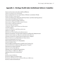 Appendix A—Heritage Health Index Institutional Advisory Committee