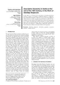 Descriptive Geometry in Serbia at the End of the 19Th Century, in the Work