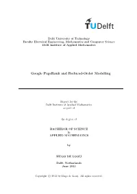 Google Pagerank and Reduced-Order Modelling
