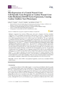 Mis-Expression of a Cranial Neural Crest Cell-Specific Gene Program in Cardiac Neural Crest Cells Modulates HAND Factor Expressi