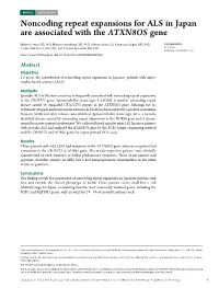 Noncoding Repeat Expansions for ALS in Japan Are Associated with the ATXN8OS Gene