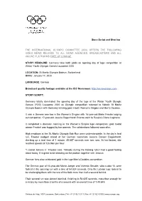Story Script and Shot Log the INTERNATIONAL