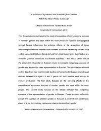 Acquisition of Agreement and Morphological Features