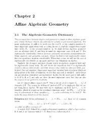 Chapter 2 Affine Algebraic Geometry
