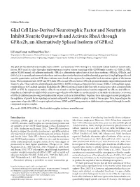 Glial Cell Line-Derived Neurotrophic Factor and Neurturin Inhibit Neurite Outgrowth and Activate Rhoa Through GFR␣2B, an Alternatively Spliced Isoform of GFR␣2