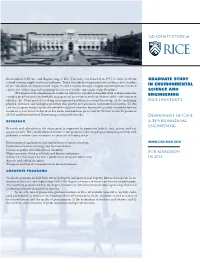 Graduate Study in Environmental Science And