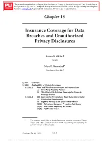 Insurance Coverage for Data Breaches and Unauthorized Privacy Disclosures
