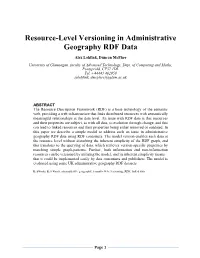 Resource-Level Versioning in Administrative Geography RDF Data