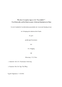 “Unavoidable”? - Tacit Rationality and the Reinforcement of Informal Institutions in China