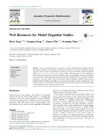 Web Resources for Model Organism Studies