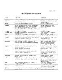 Appendix 1 List of Public Places Covered in Punjab