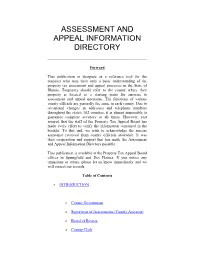 Assessment and Appeal Information Directory