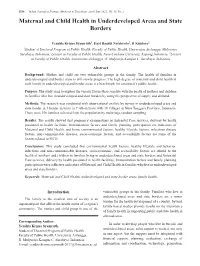 Maternal and Child Health in Underdeveloped Areas and State Borders