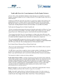 PEP and Peters Ice Cream Joint Announcement