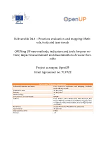 Practices Evaluation and Mapping: Meth- Ods, Tools and User Needs