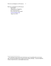 Structural Signature of Pronouns 1