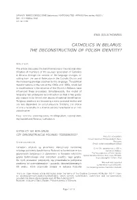 Catholics in Belarus: the Deconstruction of Polish Identity?