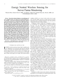Energy Neutral Wireless Sensing for Server Farms Monitoring