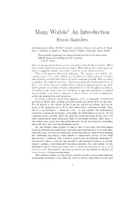Many Worlds? an Introduction Simon Saunders