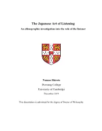 The Japanese Art of Listening an Ethnographic Investigation Into the Role of the Listener