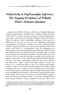 The Nagging Persistence of Wilhelm Fliess' S Achensee Question