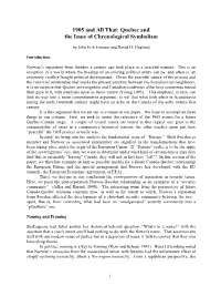 1905 and All That: Quebec and the Issue of Chronological Symbolism