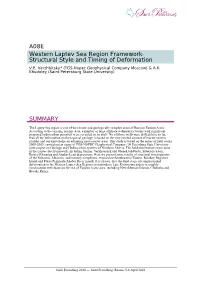 A08E Western Laptev Sea Region Framework- Structural Style and Timing of Deformation V.E