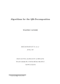 Algorithms for the QR-Decomposition