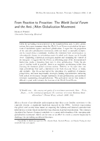 From Reactive to Proactive: the World Social Forum and the Anti-/Alter-Globalization Movement