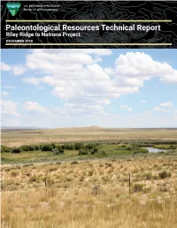 Paleontological Resources Technical Report Riley Ridge to Natrona Project DECEMBER 2018