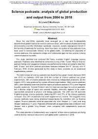 Science Podcasts: Analysis of Global Production and Output from 2004 to 2018 Dr Lewis E Mackenzie
