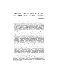 The New Jurisprudence of the Necessary and Proper Clause