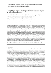 Using Stigmergy to Distinguish Event-Specific Topics in Social