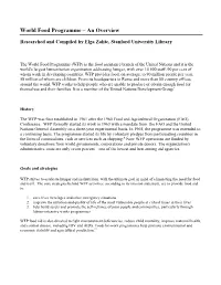World Food Programme – an Overview