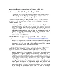 Abstracts and Annotations on Anthropology and Public Policy