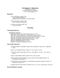 Christopher J. Robertson Northeastern University International Business and Strategy Email: C.Robertson@Neu.Edu