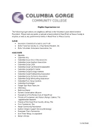 Eligible Organization List