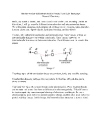 Intramolecular and Intermolecular Forces Tutortube Transcript General Chemistry