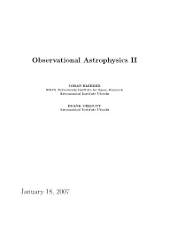 Observational Astrophysics II January 18, 2007
