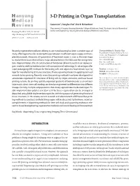 3-D Printing in Organ Transplantation HMR 3-D Printing in Organ Transplantation