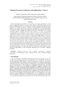 Automata Processor Architecture and Applications: a Survey