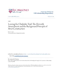 Leaving the Chisholm Trail: the Eleventh Amendment and the Background Principle of Strict Construction, 50 Wm