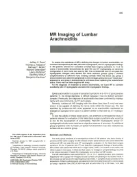 MR Imaging of Lumbar Arachnoiditis