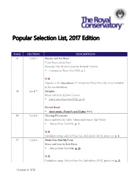 Popular Selection List, 2017 Edition