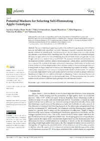 Potential Markers for Selecting Self-Eliminating Apple Genotypes