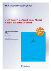 Shifted Symplectic Structures Tony Pantev, Bertrand Toën, Michel