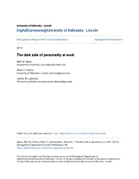 The Dark Side of Personality at Work
